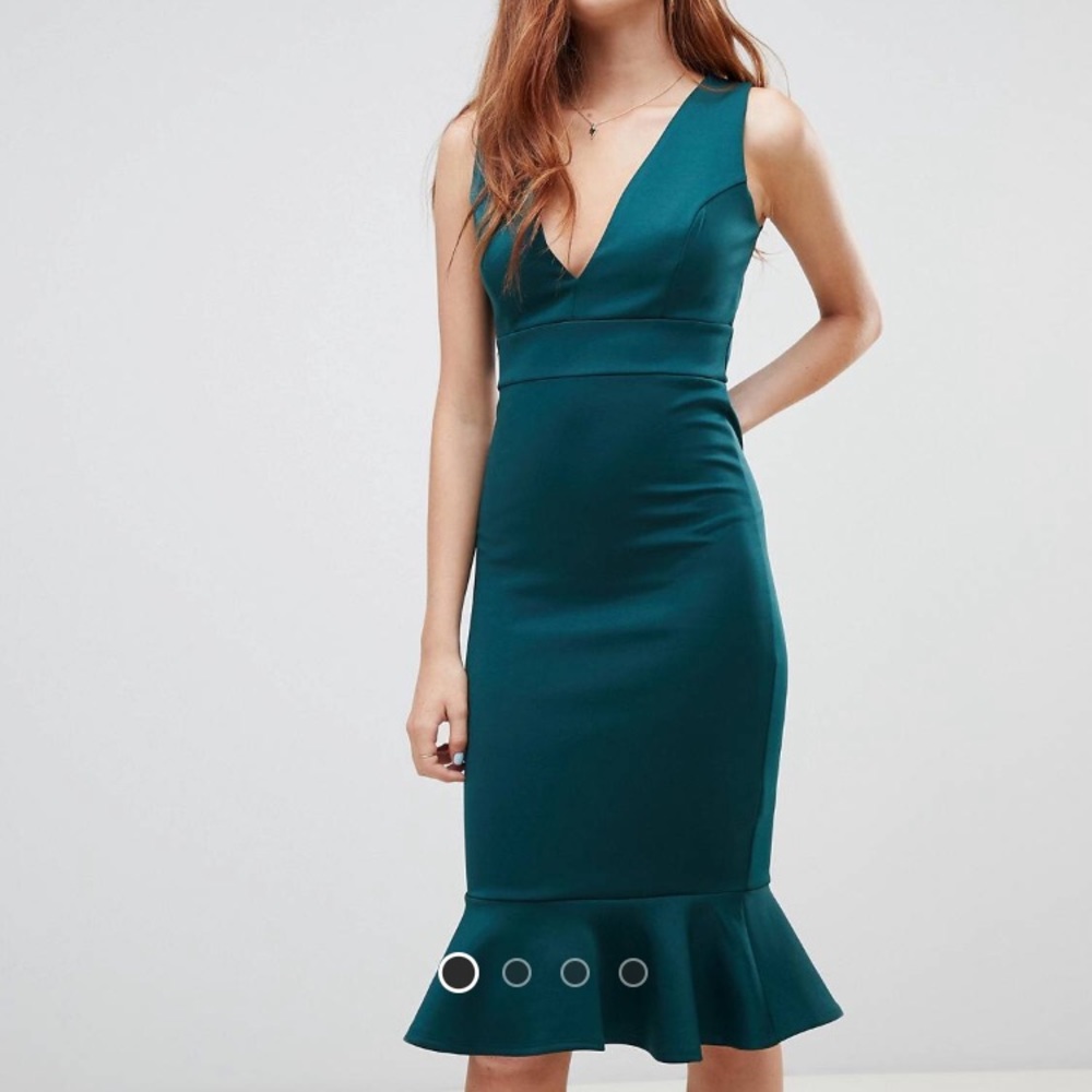 Plunge Frill Hem Dress
